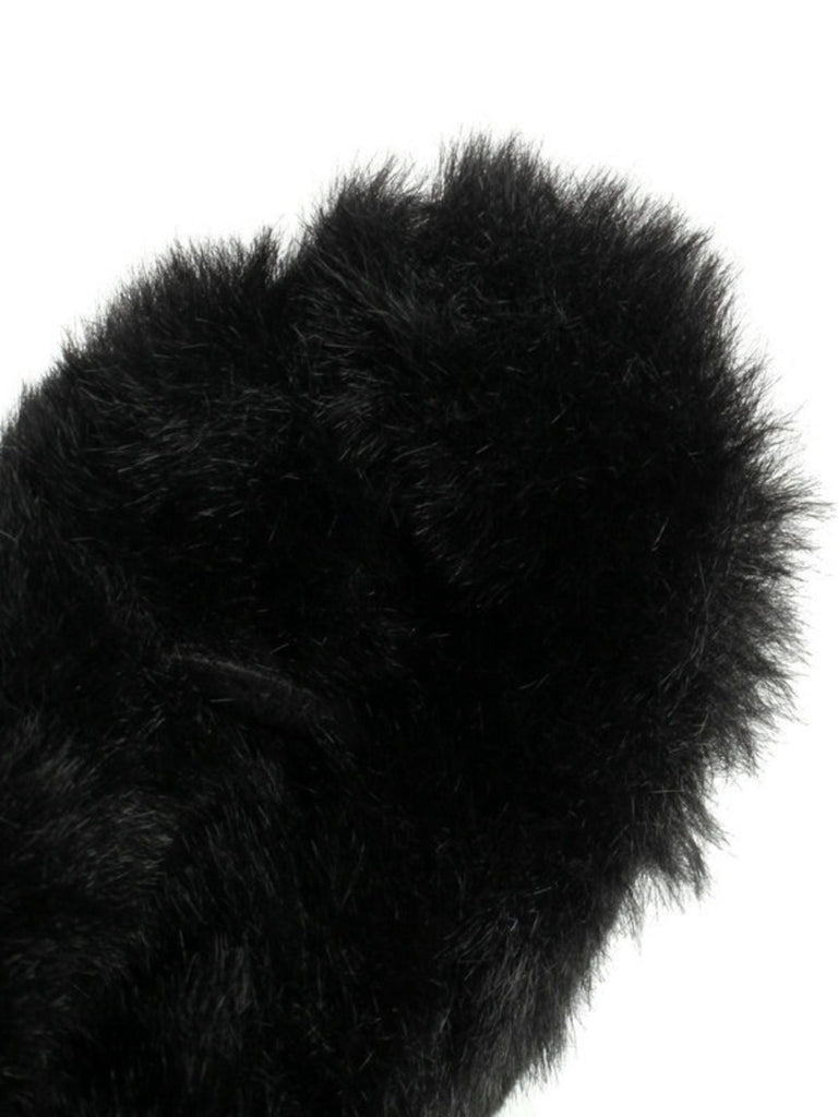 Bottes à talons hauts et bout rond en fausse fourrure vintage