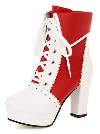 Bottes Martin vintage en cuir à lacets et colorblock