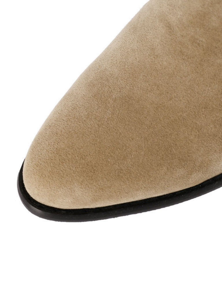 Bottines rétro à bout pointu en imitation daim uni