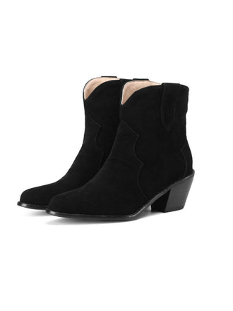 Bottines rétro à bout pointu en imitation daim uni