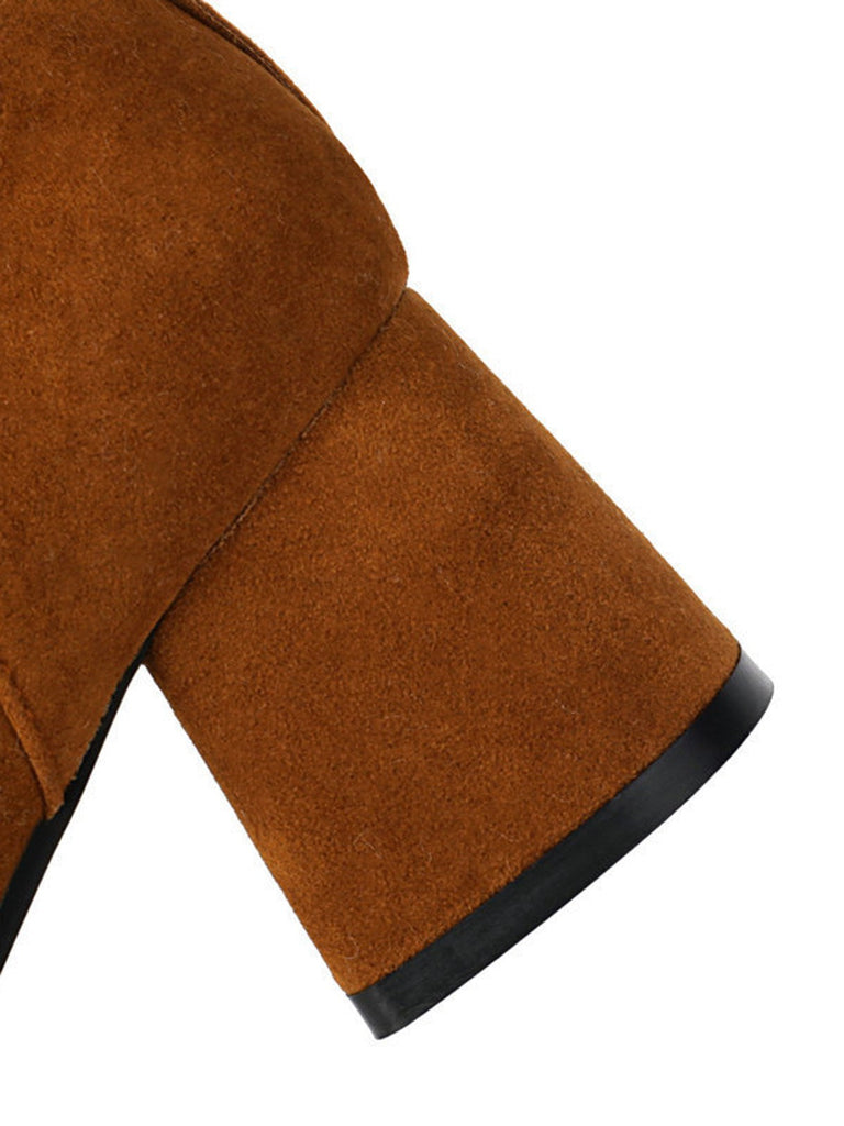 Bottes vintage à semelles épaisses en daim contrasté