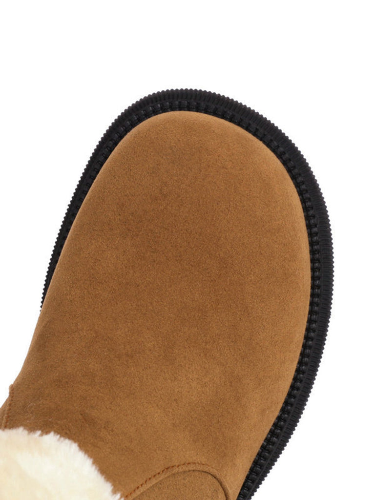 Bottines d'hiver à bout rond et nœud orné de peluche