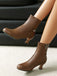 Bottines rétro en similicuir uni avec fermeture éclair latérale