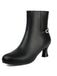 Bottines rétro en similicuir uni avec fermeture éclair latérale