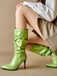 Bottes mi-mollet vintage en cuir verni uni