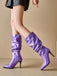 Bottes mi-mollet vintage en cuir verni uni