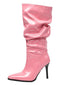 Bottes mi-mollet vintage en cuir verni uni