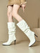 Bottes mi-mollet vintage en cuir verni uni