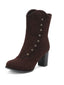 Bottes mi-mollet cloutées en daim doublées de fausse fourrure