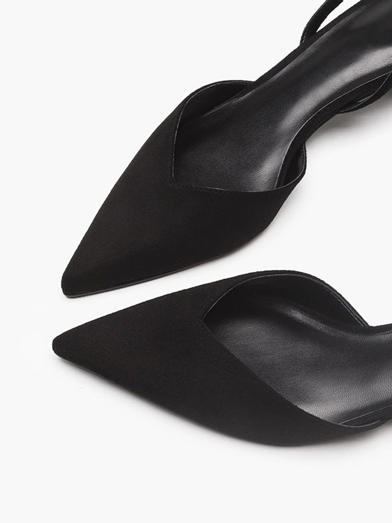 Chaussures à Bout Pointu Bride Arrière Unies à Talon Bloc Bas 8