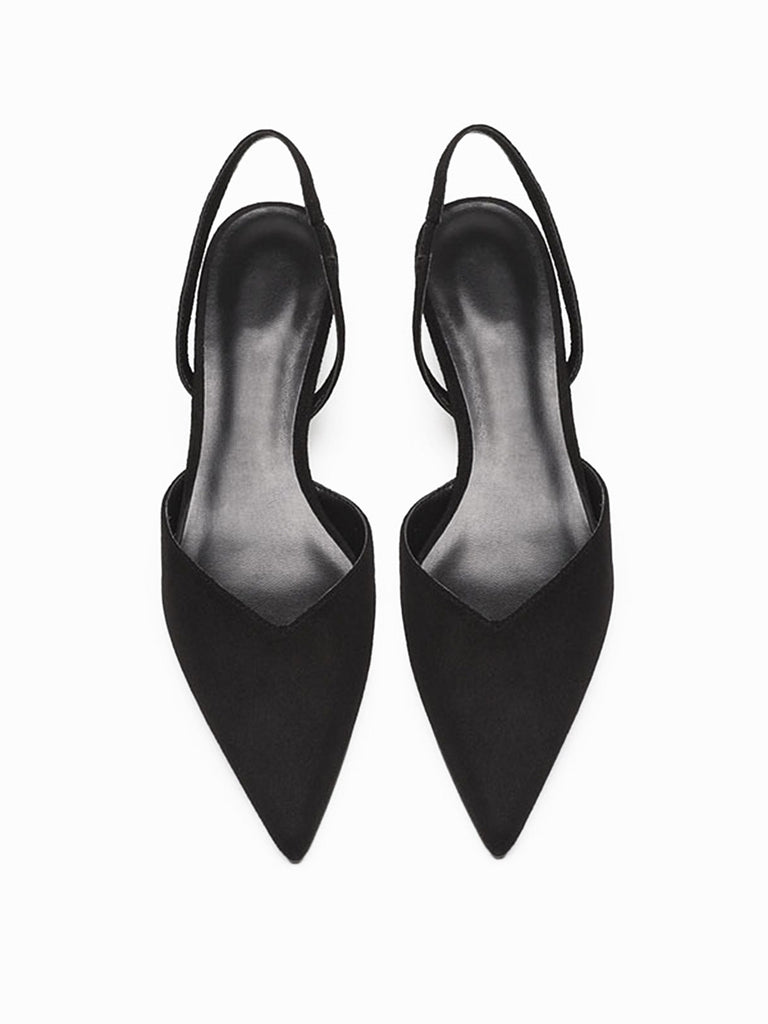 Chaussures à Bout Pointu Bride Arrière Unies à Talon Bloc Bas 7