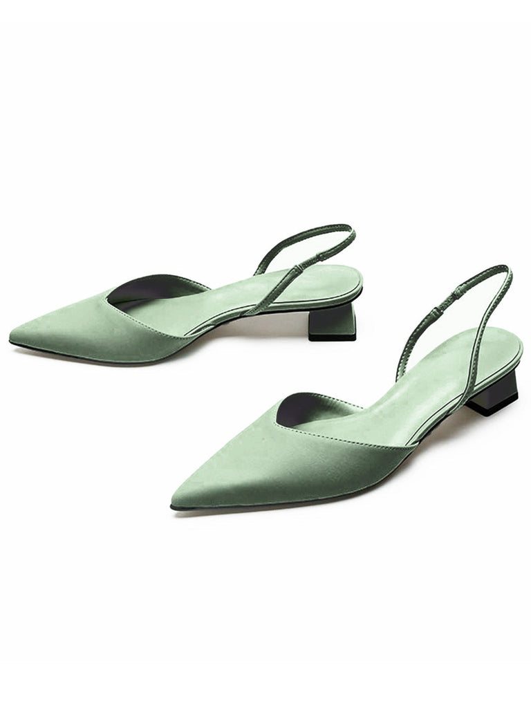 Chaussures à Bout Pointu Bride Arrière Unies à Talon Bloc Bas 2