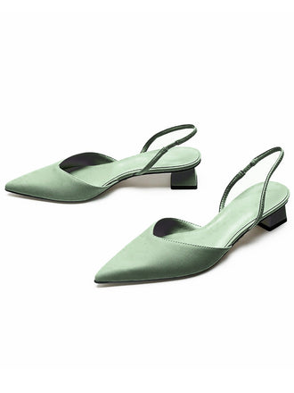 Chaussures à Bout Pointu Bride Arrière Unies à Talon Bloc Bas 2