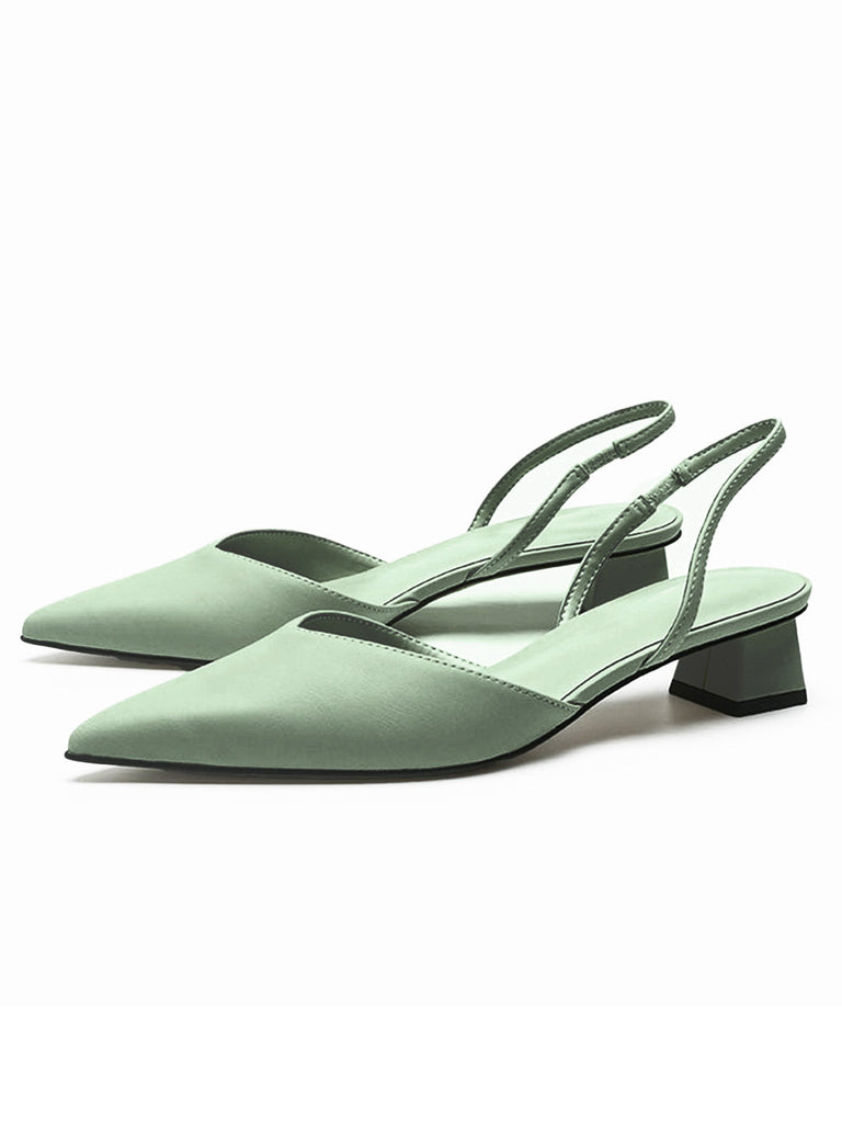 Chaussures à Bout Pointu Bride Arrière Unies à Talon Bloc Bas