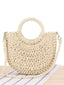 Sac Bandoulière Plage Vintage Tressé Main Forme Lune