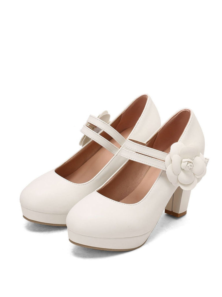 Bout Rond Talon Bloc Fleur Mary Jane Talons 9