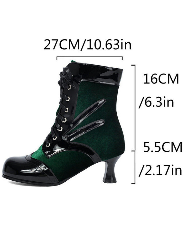 Bottines vintage en velours et cuir verni - 14