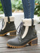 Bottines richelieu en nubuck à lacets, doublure peluche et talon épais - 12