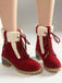 Bottines richelieu en nubuck à lacets, doublure peluche et talon épais - 16