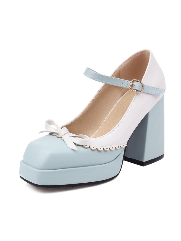 Chaussures à talons hauts et bout carré assortis avec nœud papillon