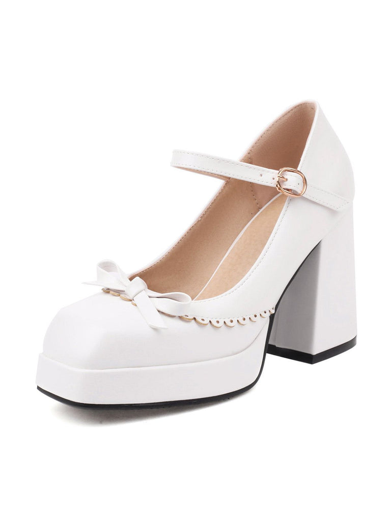 Chaussures à talons hauts et bout carré assortis avec nœud papillon