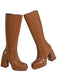 Bottes à talons hauts solides en cuir verni à bout rond