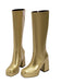 Bottes à talons hauts solides en cuir verni à bout rond