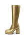 Bottes à talons hauts solides en cuir verni à bout rond