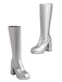 Bottes à talons hauts solides en cuir verni à bout rond
