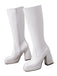 Bottes à talons hauts solides en cuir verni à bout rond
