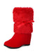 Bottes de Noël en patchwork de fourrure avec nœud