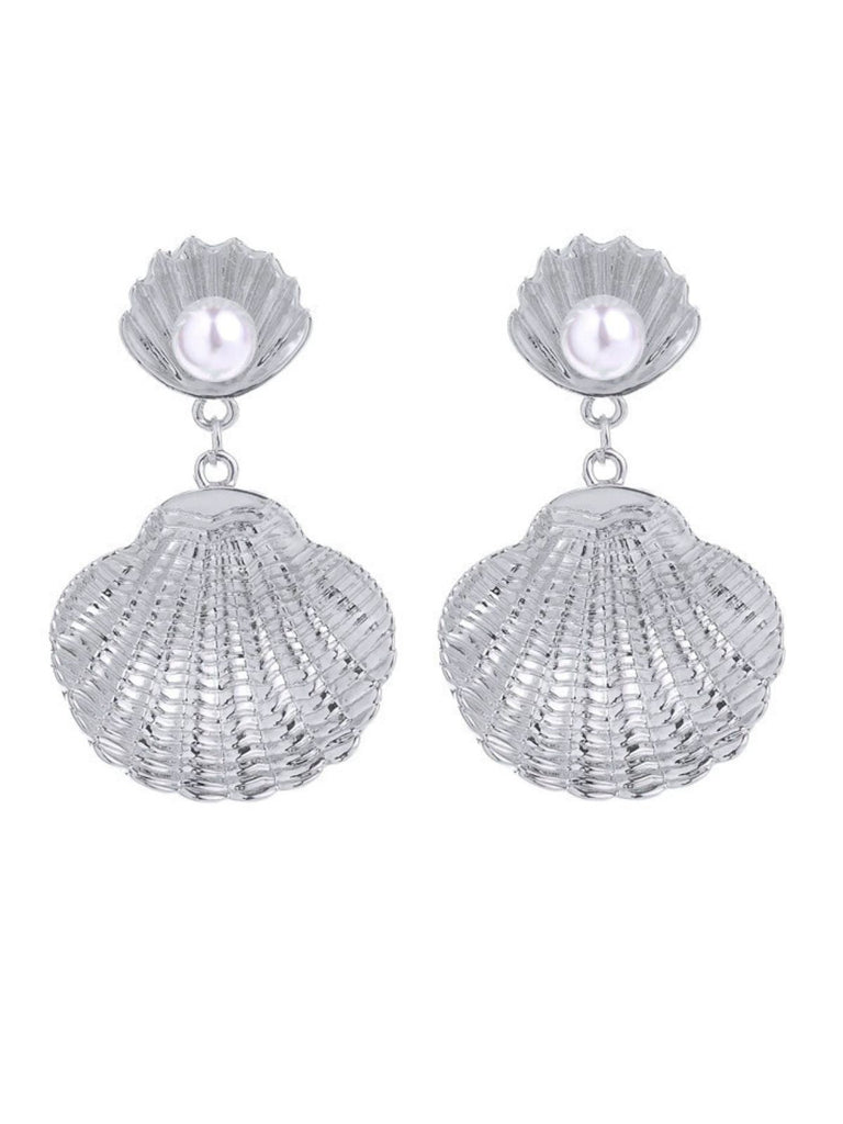 Boucles d'oreilles coquillage en perles blanches
