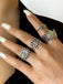 Ensemble de bagues florales papillon hippie vintage en argent