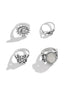Ensemble de bagues florales papillon hippie vintage en argent