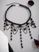 Collier pendentif gothique à pampilles en cristal artificiel noire