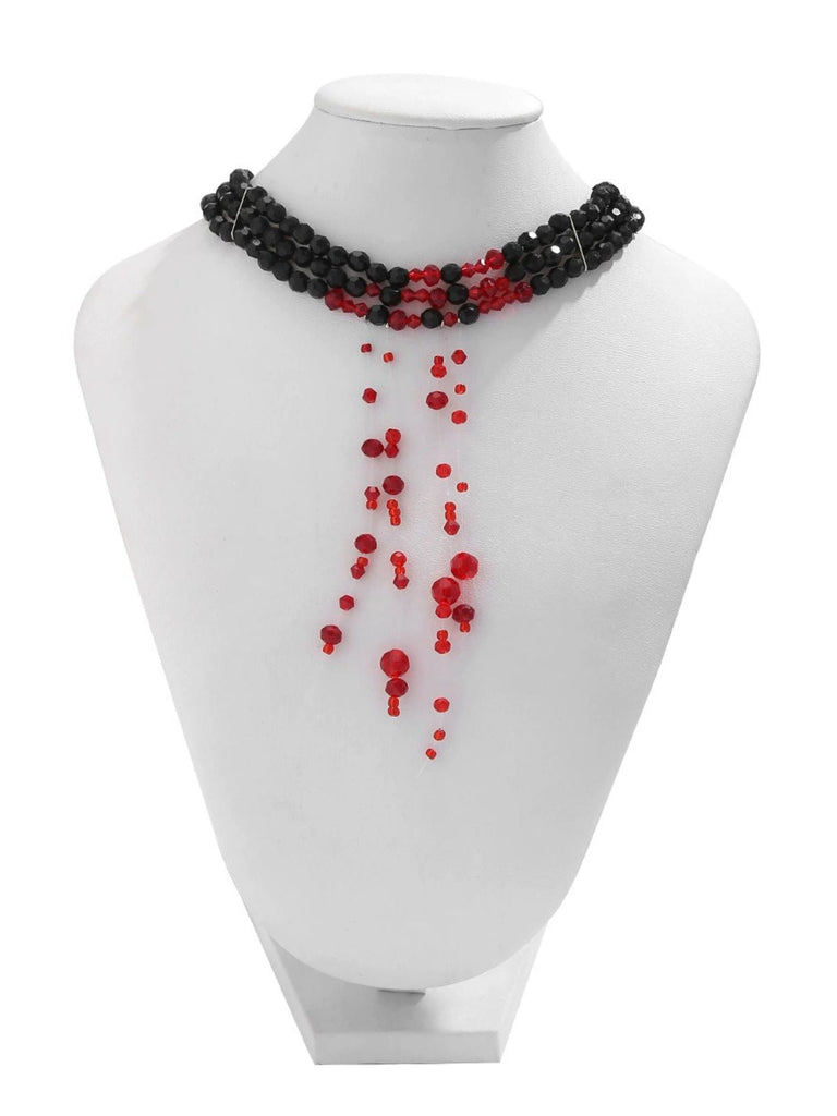 Collier gothique multicouche en forme de sang et perles