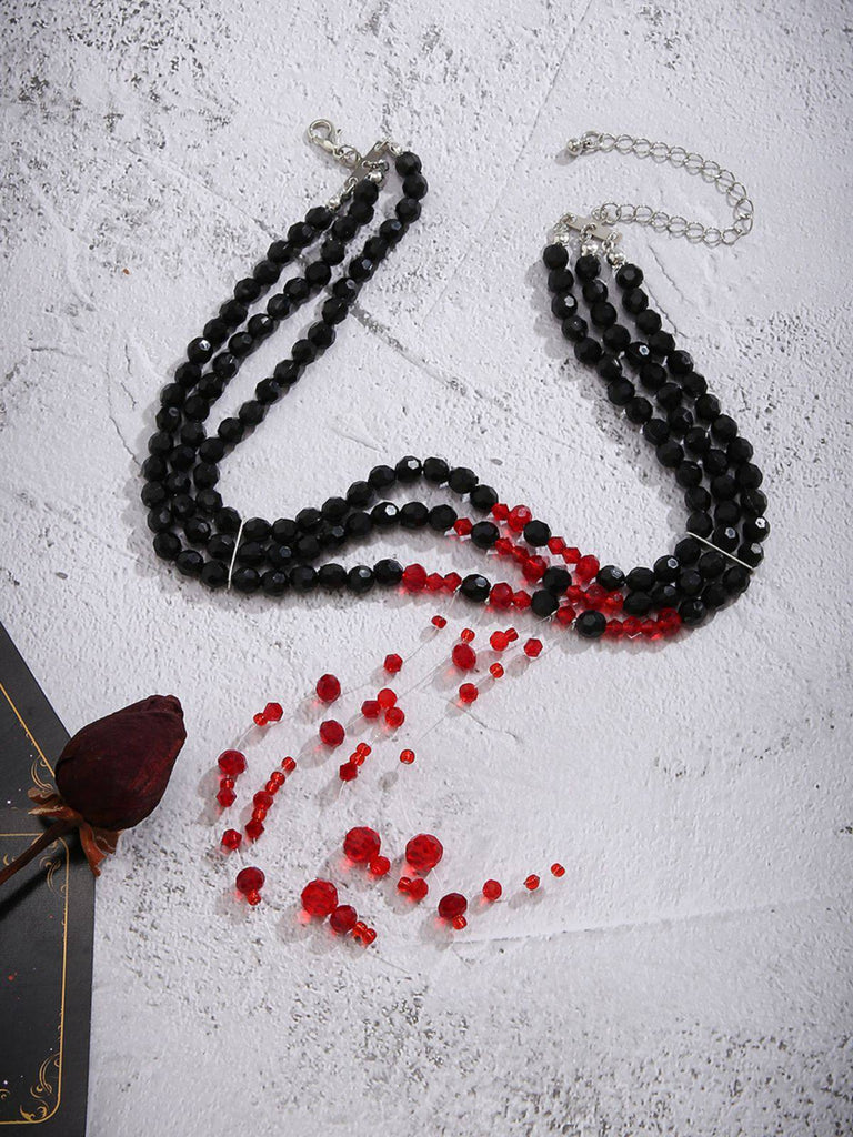 Collier gothique multicouche en forme de sang et perles