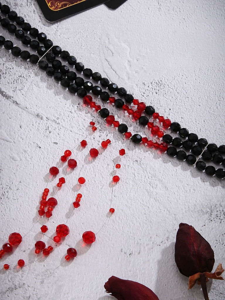 Collier gothique multicouche en forme de sang et perles