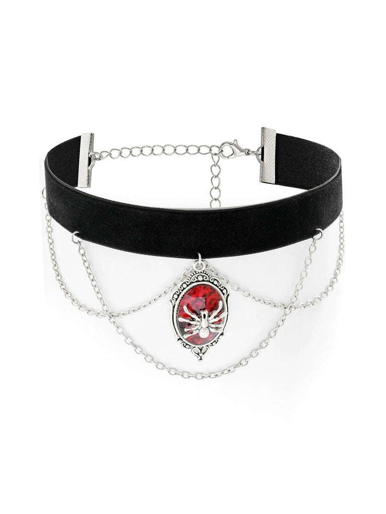 Collier gothique avec pendentif en araignée rouge