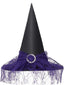 Chapeau de sorcière pointu en maille patchwork pour Halloween