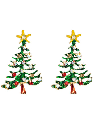 Boucles d'oreilles en strass en forme de sapin de Noël