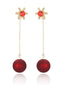 Boucles d'oreilles flocons de neige et boules de Noël rouges
