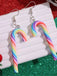Boucles d'oreilles de Noël couleur bonbon en forme de canne arc-en-ciel