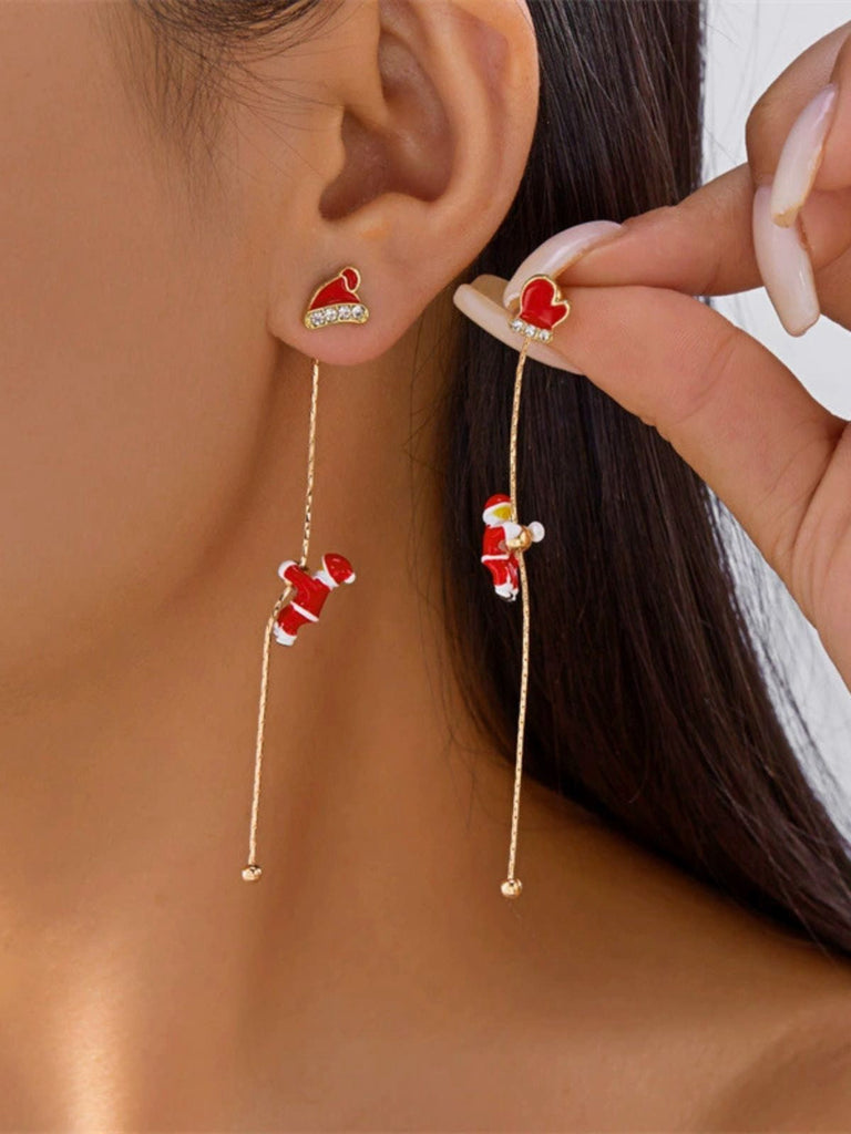 Boucles d'oreilles pendantes rouges Père Noël