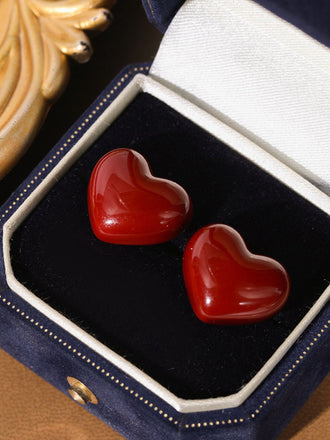 Boucles d'oreilles puces en forme de cœur rouge pour la Saint-Valentin