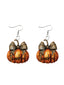 Boucles d'oreilles pendantes pour Thanksgiving nœud orange motif écossais et citrouille