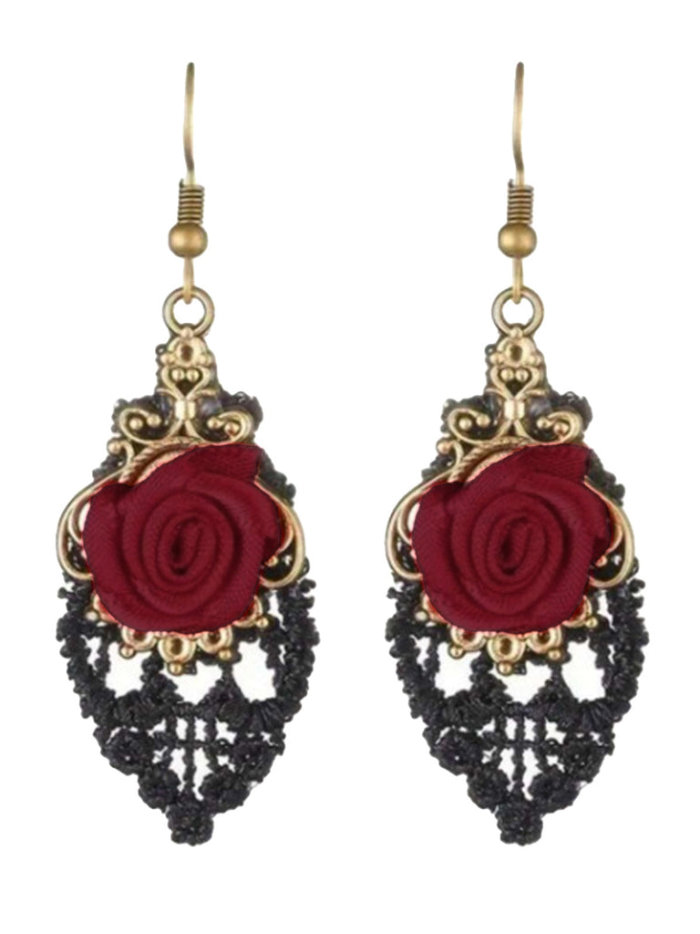 Boucles d’oreilles pendantes gothiques à roses - 1