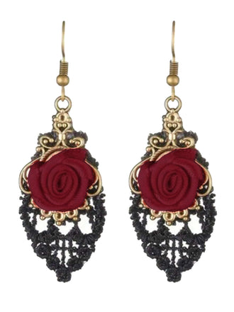Boucles d’oreilles pendantes gothiques à roses - 1