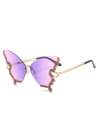 Lunettes de soleil vintage en strass papillon dégradé