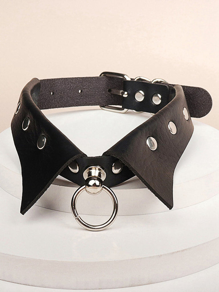 Collier ras du cou gothique en similicuir pour Halloween